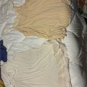 POL Cream and Tan Lace Trim Chemises